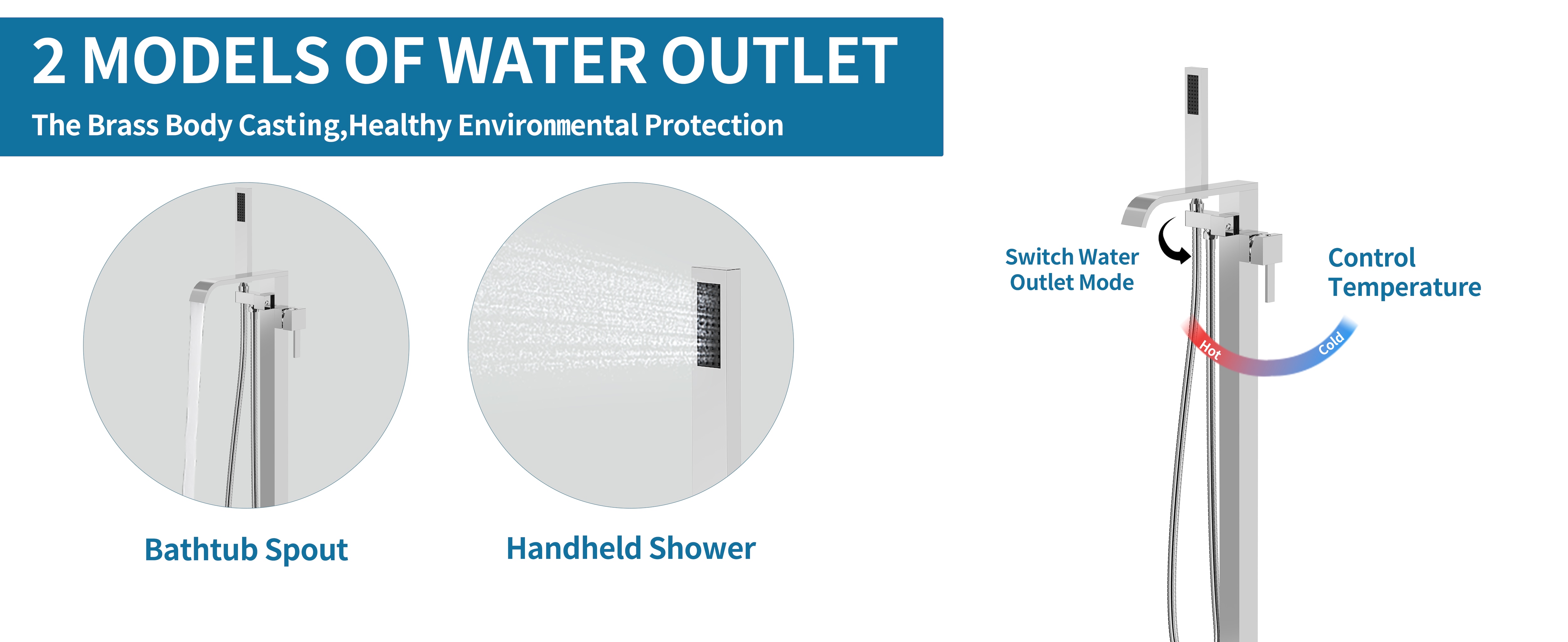 Freestanding Waterfall Bathtub Faucet With Hand Shower Chrome_voghion.com